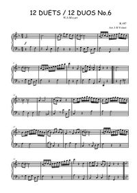 12 Duos N°6 Memuetto, arrangé pour piano - W.A. Mozart